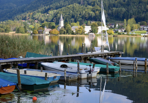 ossiach village in the background of lake ossiach