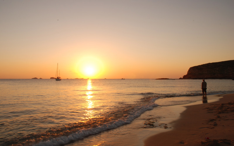 ibiza town beach at sunset